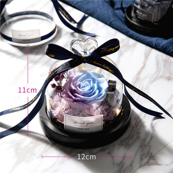 Enchanted Eternal Rose in Glass Dome with LED Lights: Luxurious Gift for the Sophisticated