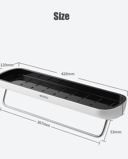 Modern Wall-Mounted Bathroom Organizer with Integrated Towel Rack | No-Drill Shower Storage Solution