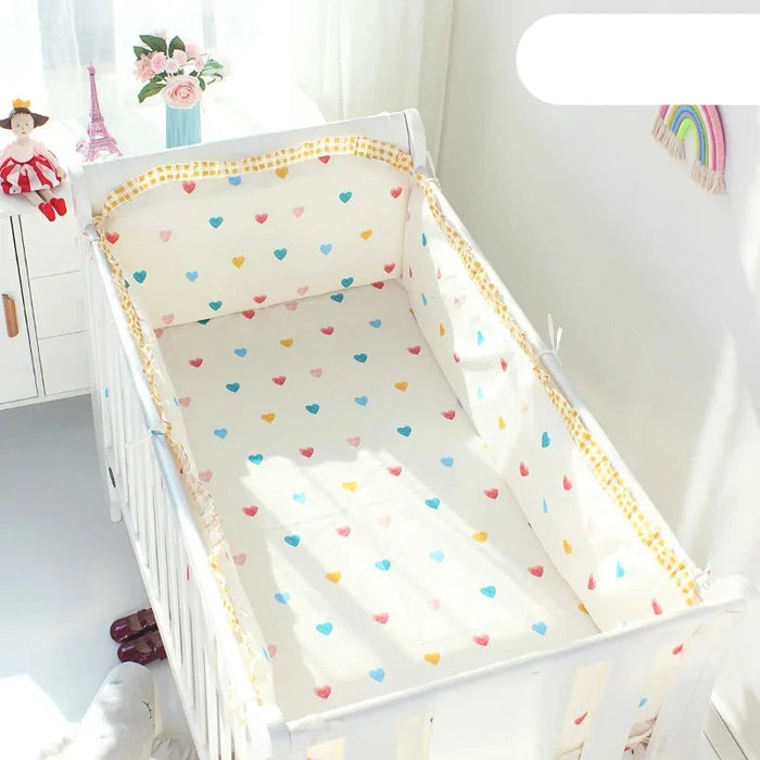 Newborn 5pcs Cotton Crib Bedding Set with Bed Linings and Bumpers
