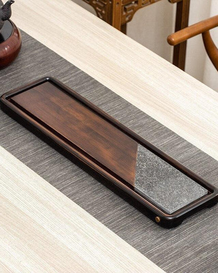 Elegant Dual-Purpose Wooden Tea Tray and Display Table for Discerning Tea Enthusiasts