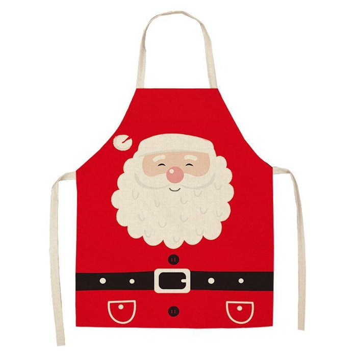 Festive Linen Christmas Apron - Holiday Kitchen Accessory