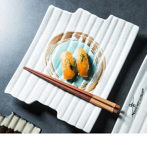 Elegant Japanese-Inspired Ceramic Plate for Serving Afternoon Tea and Desserts