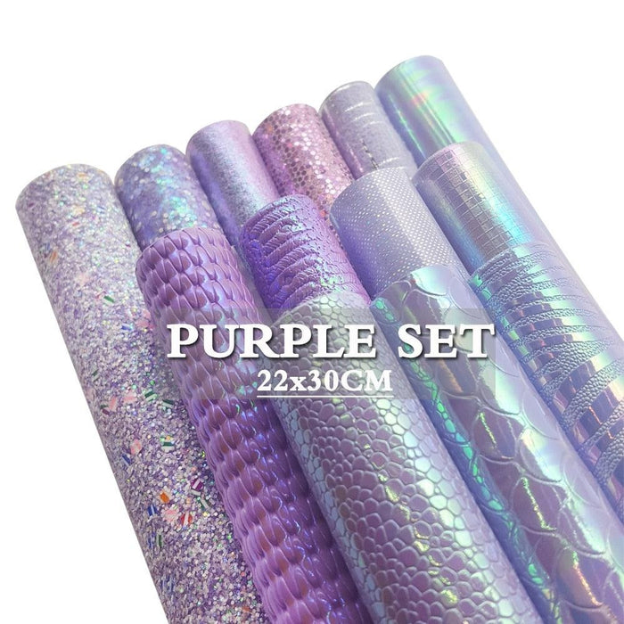 Purple Glitter Faux Leather Fabric - Versatile Material for DIY Crafts