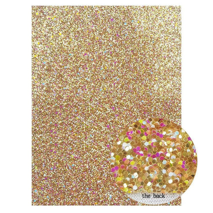 Glamorous Golden Purple Chunky Glitter Faux Leather Sheets for Creative DIY Projects