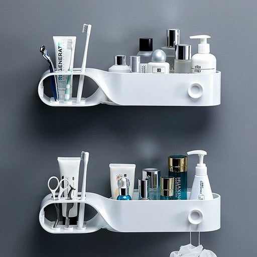 S-Shaped Bathroom Storage Rack with Versatile Wall-Mounted Design