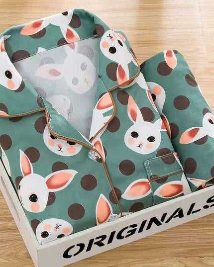 Playful Polka Dot Pajama Set with Fun Cartoon Trousers