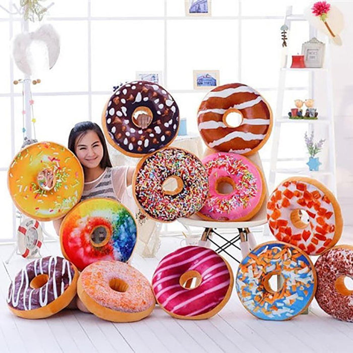 Deliciously Realistic 3D Doughnut Plush Pillows - Set of 12