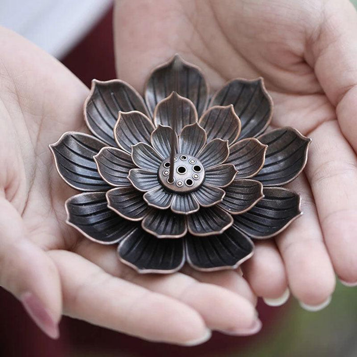 Zen Lotus Serenity Incense Burner: High-Quality Zinc Alloy Coil Holder Plate