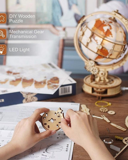 Illuminated 3D Globe Puzzle Lamp - A Stunning Fusion of Light and Educational Artistry for Your Home