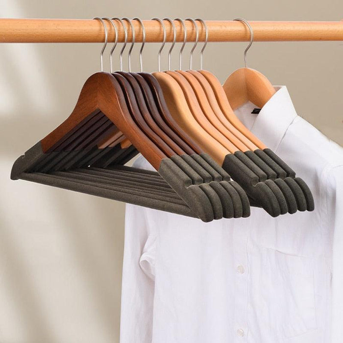 Luxurious Velvet-Flocked Lotus Wood Hangers - Available in 5 or 10 Packs for Elegant Closet Organization