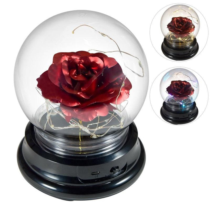LED Mode Rose in Glass Dome - Luxury Preserved Flower for Special Occasions
