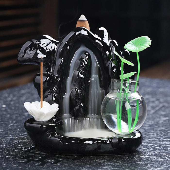Tranquil Cascade Ceramic Incense Burner for Home Aromatherapy and Relaxation