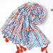 Blue Porcelain Print Cashmere Blend Shawl Wrap - Stylish Versatility for Every Event