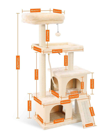 Luxurious Multi-Level Cat Tower: Stylish Oasis with Plush Beds and Sturdy Scratch Posts