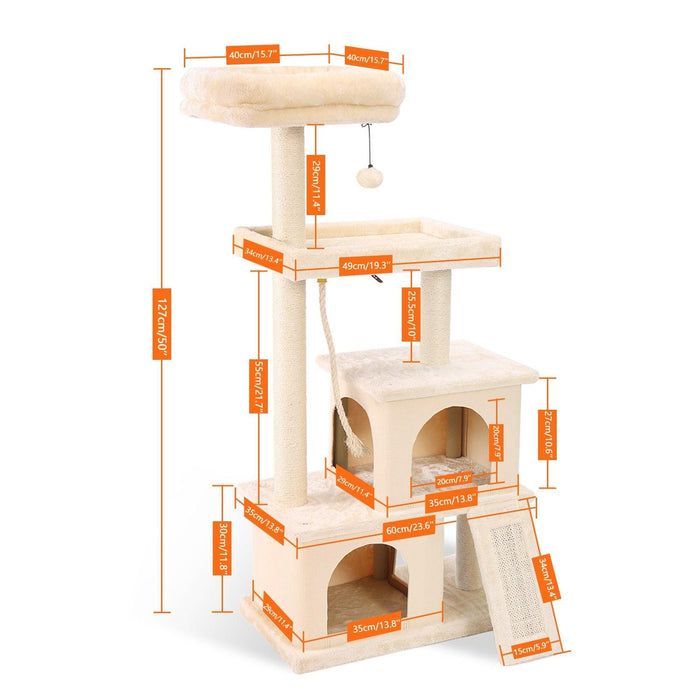 Luxurious Multi-Level Cat Tower: Stylish Oasis with Plush Beds and Sturdy Scratch Posts