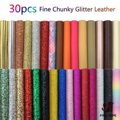 30-Piece Assorted Glittery Leatherette Fabric Sheets Set
