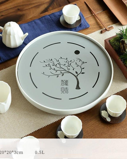 Heritage Elegance: Luxurious Ceramic Metal Kung Fu Tea Tray Set