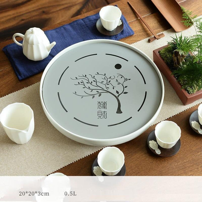 Sophisticated Ceramic Metal Tea Tray & Kung Fu Tea Set - A Blend of Heritage and Elegance