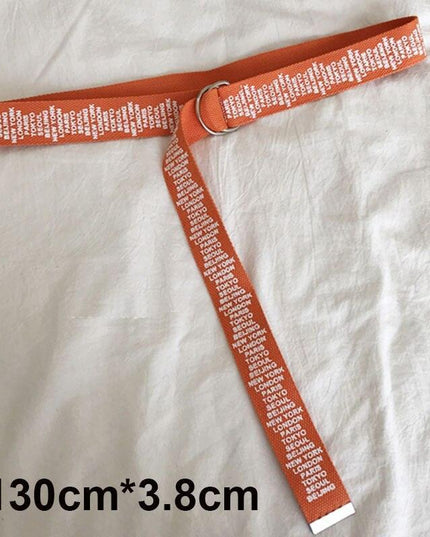 Trendy Unisex Harajuku Letter Printed Canvas Belt - Essential Accessory for Style Aficionados