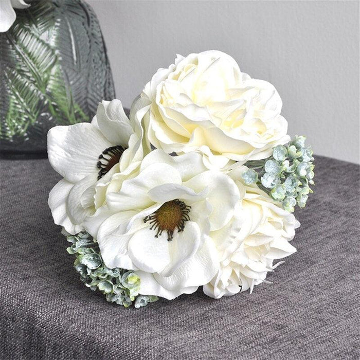 Scandinavian Peony and Anemone Wedding Bouquet - Luxurious Silk Floral Cluster