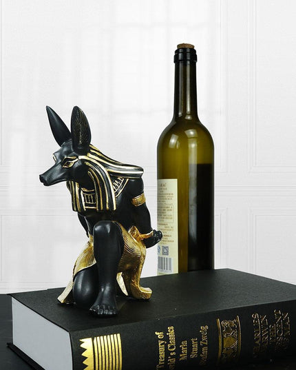 Anubis Wine Rack Sculpture - Stunning Resin Art Piece for Wine Connoisseurs and Culture Enthusiasts