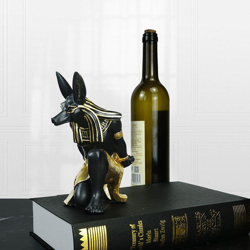 Anubis God Wine Holder - Elegant Egyptian Sculpture and Functional Decor Piece