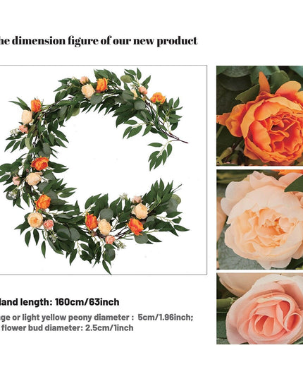 Chic Pink Rose and Eucalyptus Vine Garland - Ideal for Home and Event Decoration