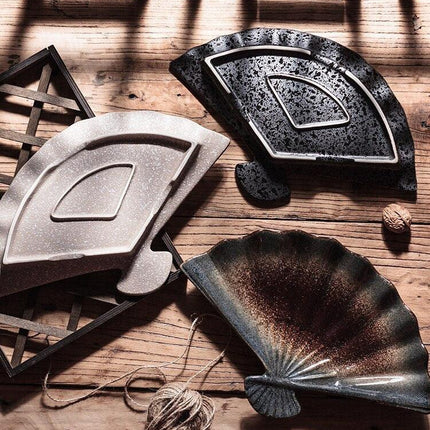 Cultural Harmony: Exquisite Japanese-Korean Fan Plate Set for Elegant Dining