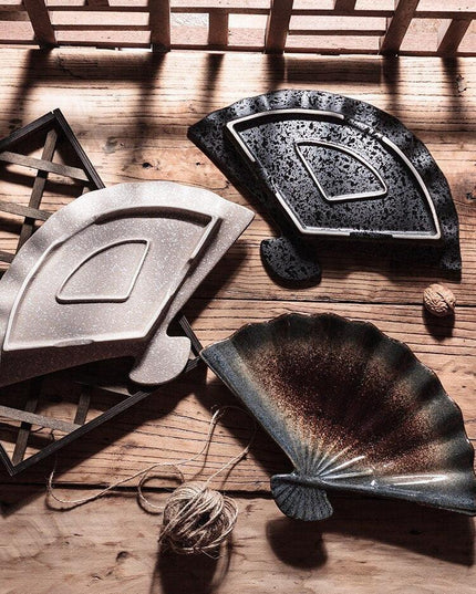 Cultural Harmony: Exquisite Japanese-Korean Fan Plate Set for Elegant Dining