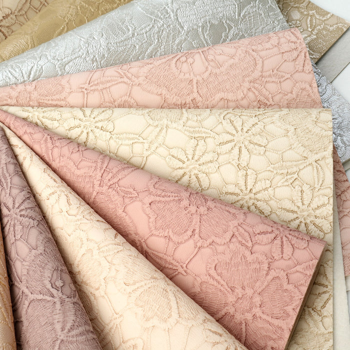 Chic Floral Textured Faux Leather Crafting Sheets for Stylish Creations
