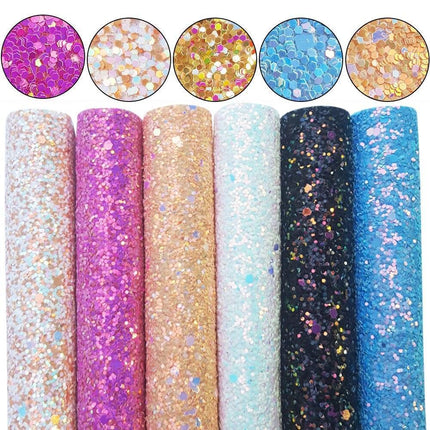 Glamorous Golden Purple Chunky Glitter Faux Leather Sheets for Creative DIY Projects