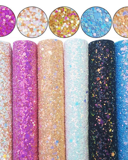 Glamorous Golden Purple Chunky Glitter Faux Leather Sheets for Creative DIY Projects
