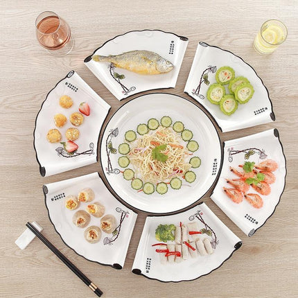 Sophisticated Fan-Designed Bone China Tableware Set