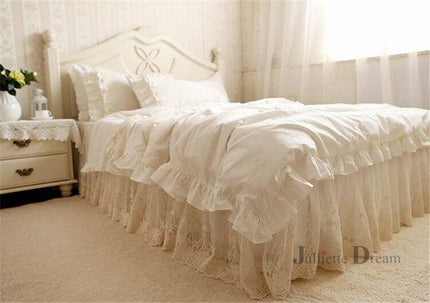 Serenity Lace Yarn Bedding Collection with Ruffled Elegance for Peaceful Slumbers