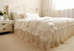 Elegant Ruffled Duvet Cover Bedding Set with Lace Yarn Embroidery