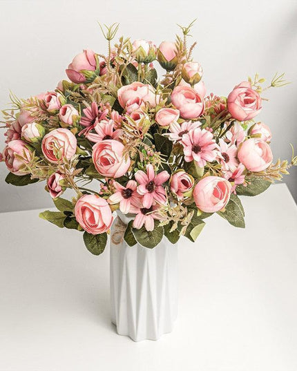 Chic Faux Pink Rose Arrangement - Effortless Home Style Upgrade
