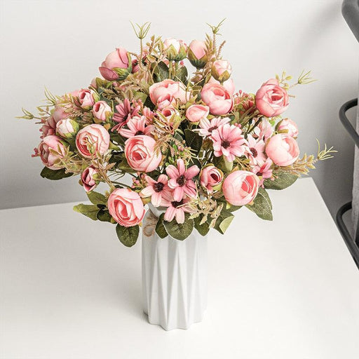 Elegant Rose Pink Silk Flower Bundle for Home and Wedding Décor