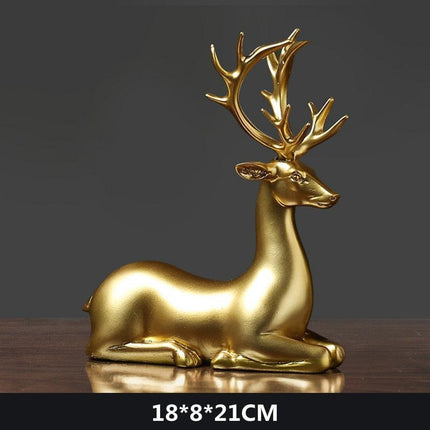 Elegant Golden Deer Duo: Stunning Resin Statues for Contemporary Home Decor