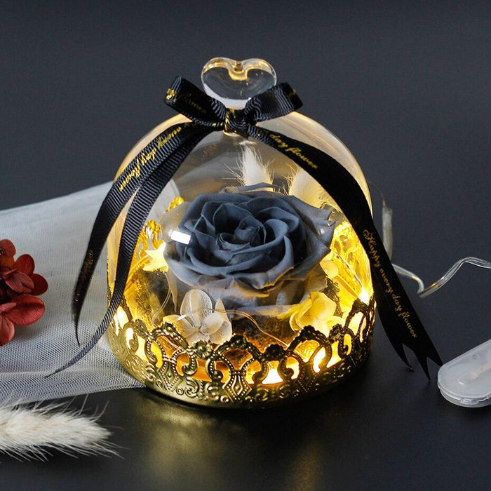 Eternal Roses Glass Dome - LED Illuminated Red Roses for Timeless Elegance