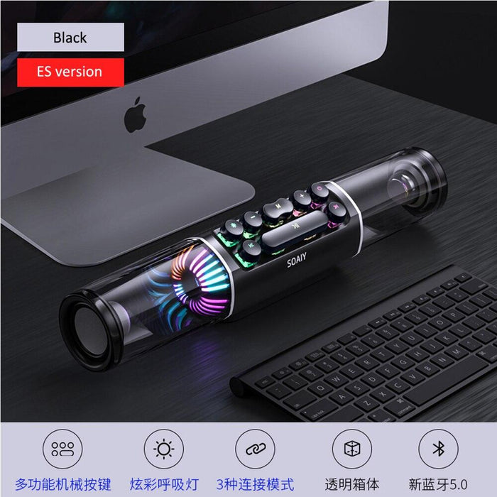 SOAIY S19 Game Speaker Desktop Home Bluetooth 5.0 PC High Quality Fashion RGB LightsBuilt-in Mic Active Subwoofer-0-Très Elite-Black ES Version-Très Elite