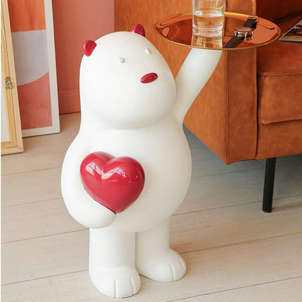Whimsical White Bear Key Holder with Tray - A Stylish Addition to Your Home Decor