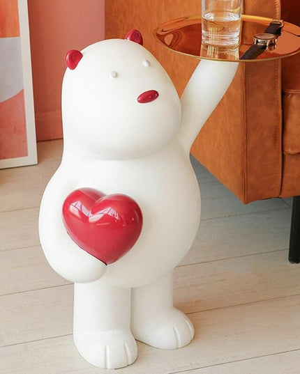 Whimsical White Bear Key Holder with Tray - A Stylish Addition to Your Home Decor