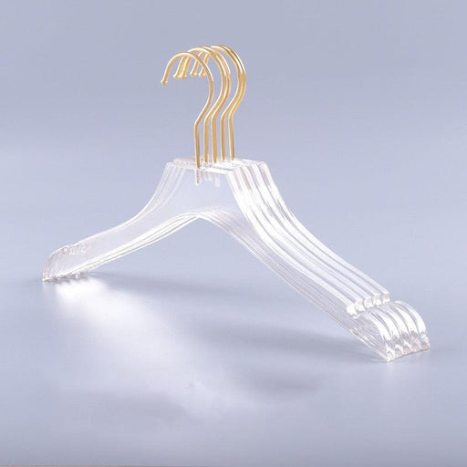 5 Pcs Clear Acrylic Clothes Hanger with Gold Hook, Transparent Shirts Dress Hanger with Notches for Kids Girl-0-Très Elite-Très Elite