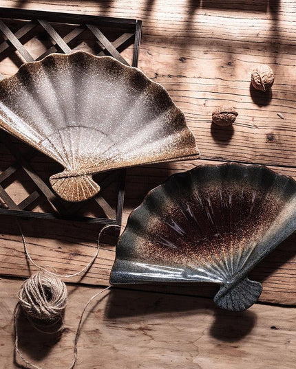 Cultural Harmony: Exquisite Japanese-Korean Fan Plate Set for Elegant Dining