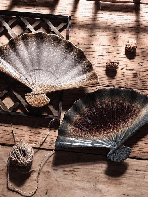 Elegant Japanese and Korean Fan Plate for Sushi, Fruits, and Desserts