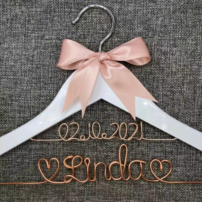 Elegant Personalized Wooden Wedding Hanger - Custom Bridesmaid Keepsake with Name & Date