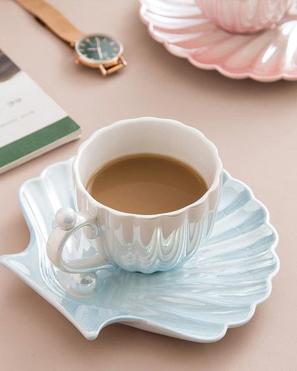 Chic Pearl Shell Ceramic Mugs: Elevate Your Sipping Experience