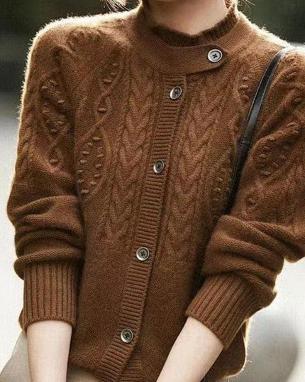 Korean Chic Cashmere High-Neck Sweater Coat for Timeless Elegance