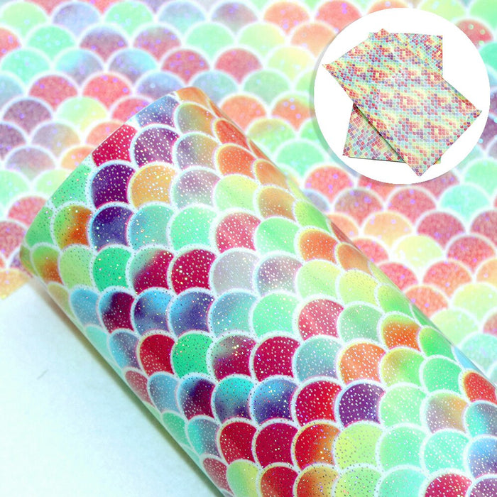 Enchanting Laser Mermaid Scale Faux Leather Crafting Sheet