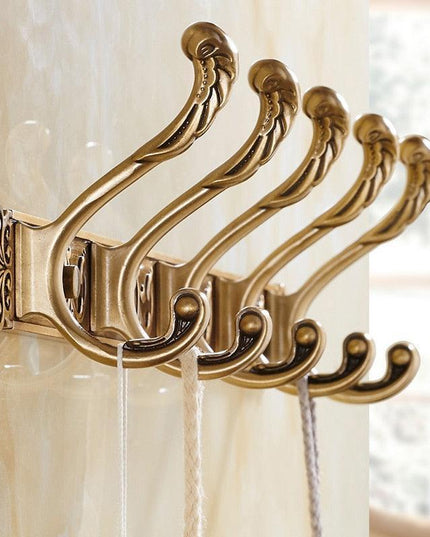 Vintage-Inspired Wall-Mounted Coat Rack with 5 Sturdy Zinc-Alloy Hooks for Stylish Home Organization